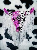 Black Cherry Leather Cowskull Freshie Large