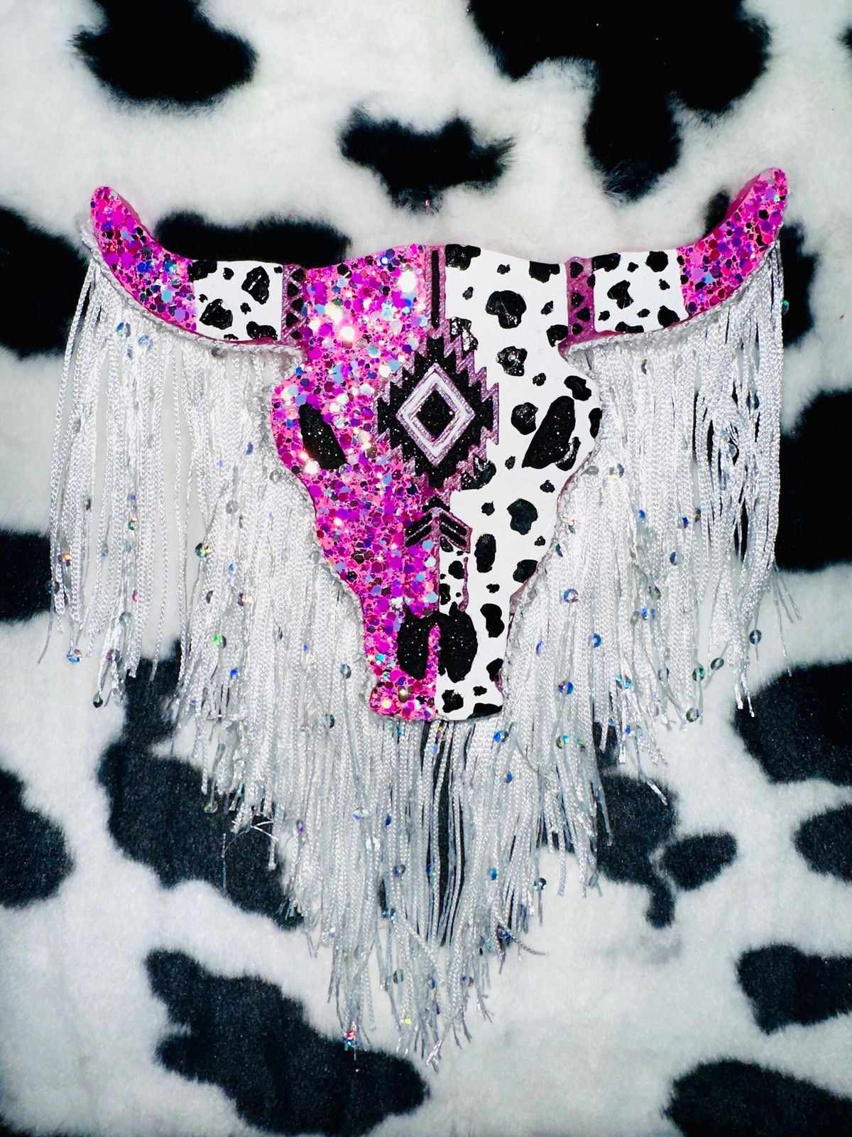 Black Cherry Leather Cowskull Freshie Large